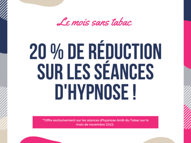 Bénéficiez de 20% de réduction sur la séance d'hypnose Arrêt Tabac 